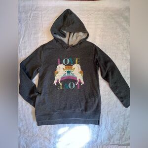 rumi+ryder grey unicorn live hoodie sweatshirt with pockets  girls size L 12-14
